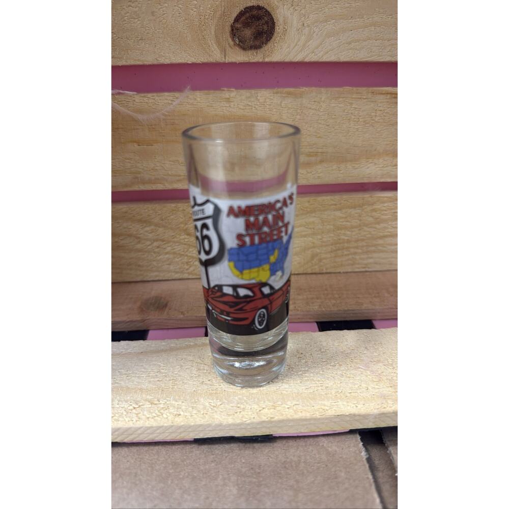 Route 66 America's Main Street Red Car Souvenir Shot Glass